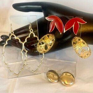 4 Pair of Vintage Gold-Tone Earrings
